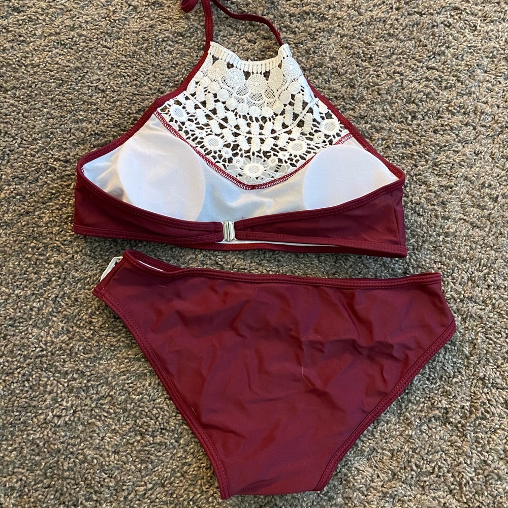 Maroon and lace swim - Picture 2 of 2